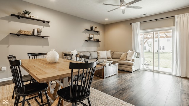 17183 Petersfield Ln, Westfield, IN 46074 - dining space with a ceiling fan, recessed lighting, and dark wood-style flooring