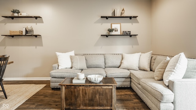 17183 Petersfield Ln, Westfield, IN 46074 - living room featuring dark wood-style floors and baseboards