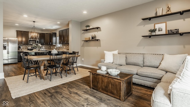 17183 Petersfield Ln, Westfield, IN 46074 - living room featuring dark wood-type flooring and recessed lighting