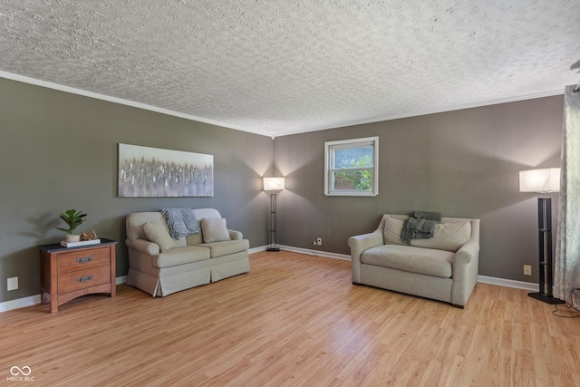 1302 N Furman Ave, Indianapolis, IN 46214 - living area featuring wood finished floors, ornamental molding, and a textured ceiling