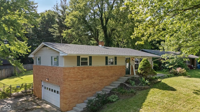 1302 N Furman Ave, Indianapolis, IN 46214 - single story home with brick siding, a garage, concrete driveway, a chimney, and roof with shingles