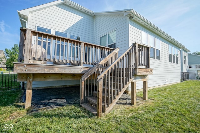 16235 Natures Way, Westfield, IN 46074 - back of property featuring a wooden deck and stairs