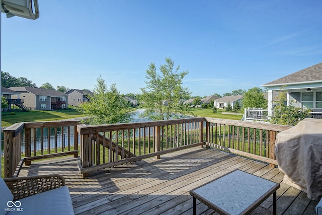 16235 Natures Way, Westfield, IN 46074 - deck featuring a residential view, a grill, and a yard