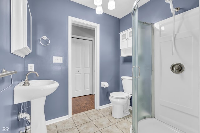 6329 Whitaker Farms Dr, Indianapolis, IN 46237 - bathroom with a shower stall and tile patterned flooring