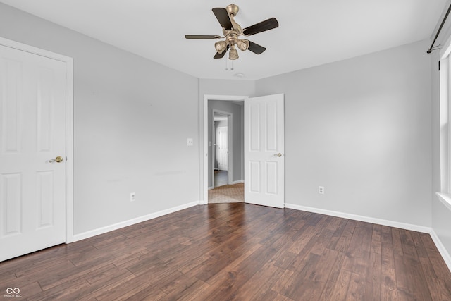 6329 Whitaker Farms Dr, Indianapolis, IN 46237 - spare room featuring a ceiling fan and wood finished floors