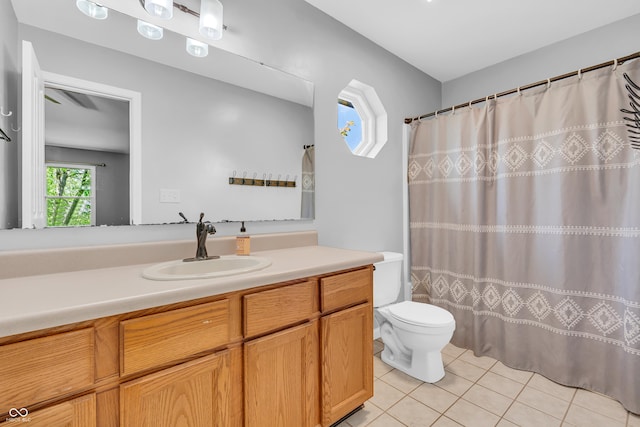6329 Whitaker Farms Dr, Indianapolis, IN 46237 - full bathroom featuring tile patterned floors, vanity, and a shower with shower curtain