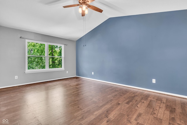 6329 Whitaker Farms Dr, Indianapolis, IN 46237 - unfurnished room featuring a ceiling fan, lofted ceiling, and wood finished floors