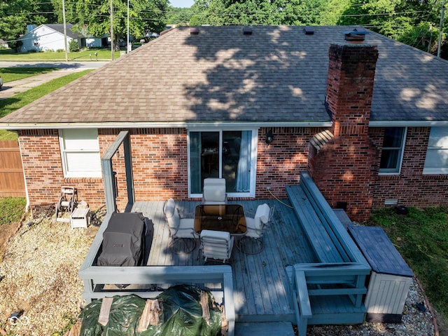 12113 N Rooker Rd, Mooresville, IN 46158 - back of property with roof with shingles, brick siding, and a chimney