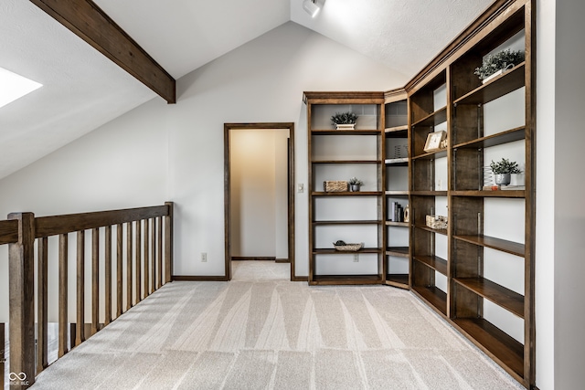 2247 Frisco Pl, Indianapolis, IN 46240 - hall with lofted ceiling, a skylight, and light colored carpet