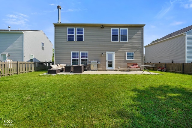 3075 W Crosscreek Dr, Monrovia, IN 46157 - back of property with an outdoor living space, a patio, and a fenced backyard