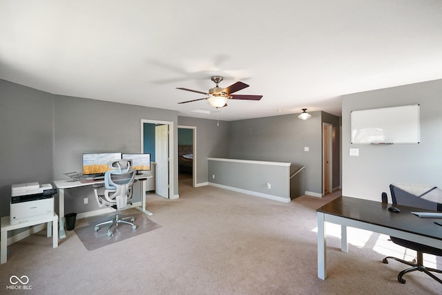 3075 W Crosscreek Dr, Monrovia, IN 46157 - carpeted home office featuring ceiling fan and baseboards