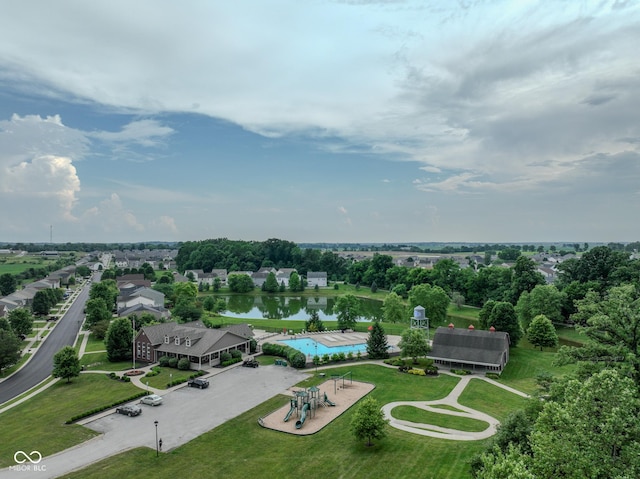 3075 W Crosscreek Dr, Monrovia, IN 46157 - drone / aerial view of a pool and a tree filled landscape