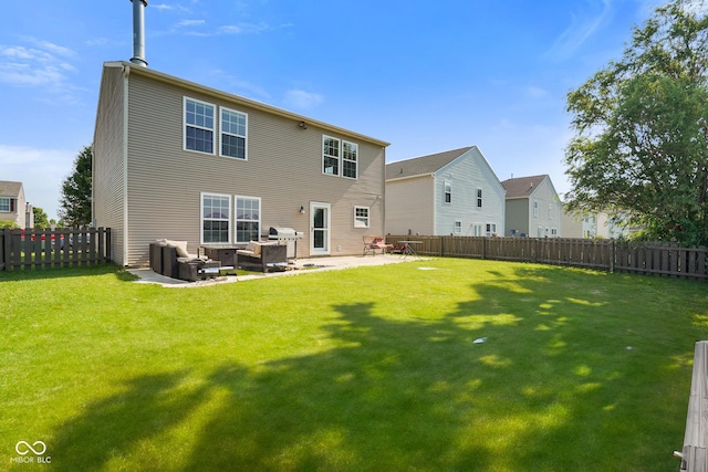 3075 W Crosscreek Dr, Monrovia, IN 46157 - rear view of house featuring a patio area, a fenced backyard, and an outdoor living space