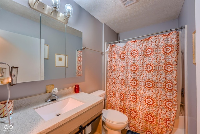 1905 W Brownstown Rd, North Vernon, IN 47265 - bathroom with vanity, a textured ceiling, and a shower with curtain