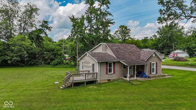 1905 W Brownstown Rd, North Vernon, IN 47265 - view of front of home featuring a front yard, crawl space, and a deck