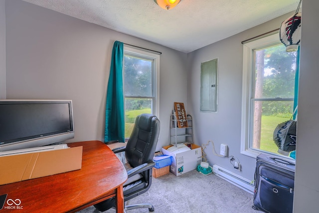 1905 W Brownstown Rd, North Vernon, IN 47265 - office area with electric panel, baseboard heating, and carpet