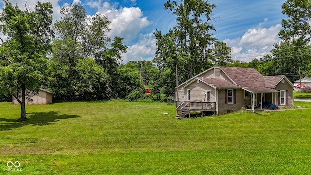 1905 W Brownstown Rd, North Vernon, IN 47265 - view of grassy yard with a wooden deck