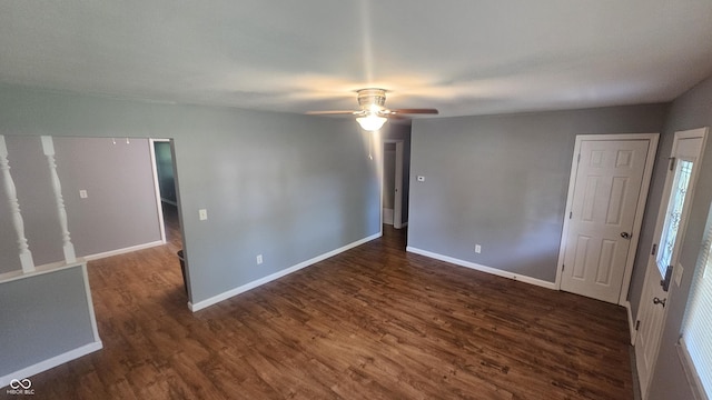 4614 Runyon Lake Dr W, Greenwood, IN 46143 - unfurnished room with dark wood-style floors and ceiling fan