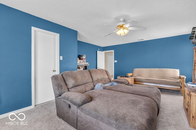 2309 Westmere Dr, Plainfield, IN 46168 - living area featuring light colored carpet, ceiling fan, and a textured ceiling