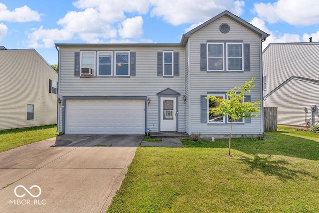 2309 Westmere Dr, Plainfield, IN 46168 - view of front facade featuring an attached garage, driveway, a front lawn, and cooling unit