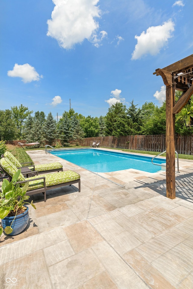 8754 Lily Ct, Zionsville, IN 46077 - view of pool featuring a patio, a fenced backyard, and view of wooded area