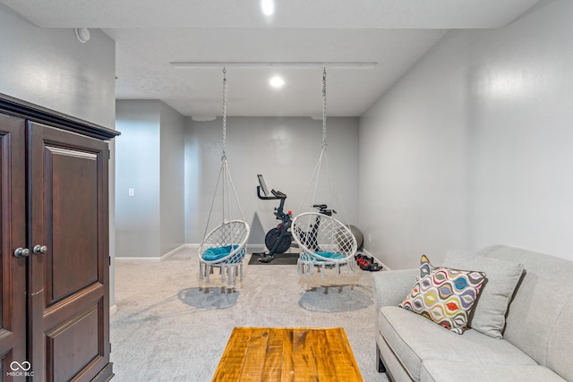 8754 Lily Ct, Zionsville, IN 46077 - exercise room featuring carpet and track lighting