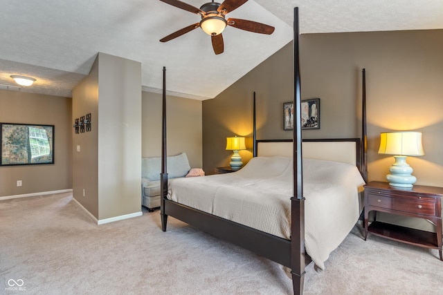 8754 Lily Ct, Zionsville, IN 46077 - bedroom featuring carpet flooring, lofted ceiling, a ceiling fan, and a textured ceiling
