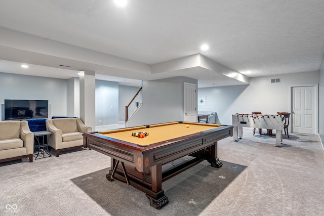 8754 Lily Ct, Zionsville, IN 46077 - game room featuring carpet floors, pool table, and recessed lighting