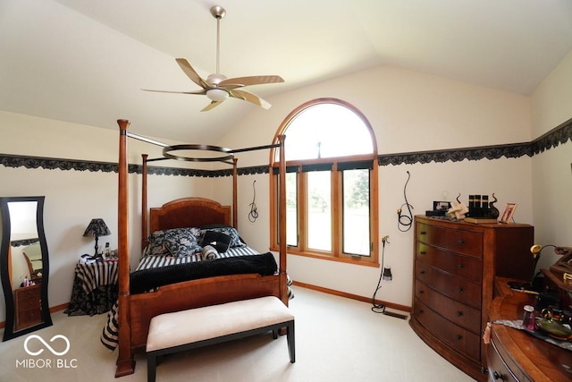 5586 S 200 E, Franklin, IN 46131 - bedroom featuring lofted ceiling, light carpet, and ceiling fan