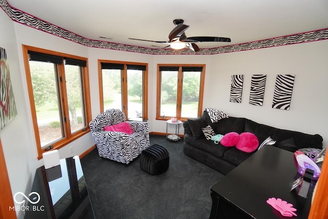 5586 S 200 E, Franklin, IN 46131 - carpeted living area featuring plenty of natural light and a ceiling fan