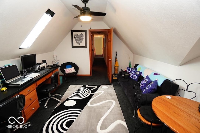 5586 S 200 E, Franklin, IN 46131 - office area with lofted ceiling, carpet floors, and ceiling fan