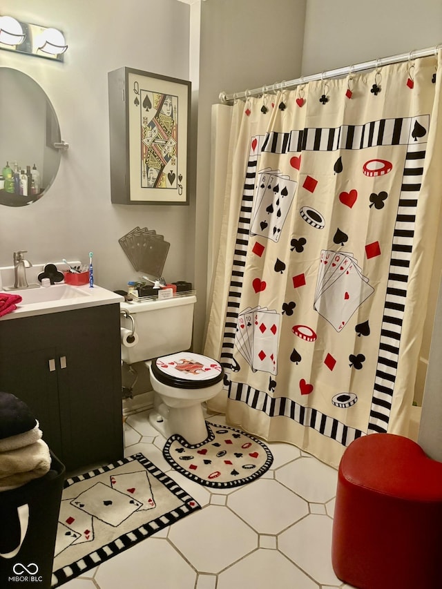 5586 S 200 E, Franklin, IN 46131 - full bath with vanity, tile patterned flooring, and a shower with curtain