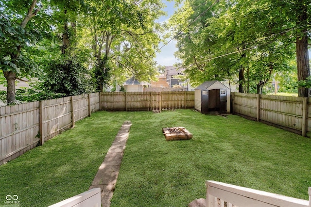3709 Central Ave, Indianapolis, IN 46205 - fenced backyard with a storage unit and an outdoor fire pit