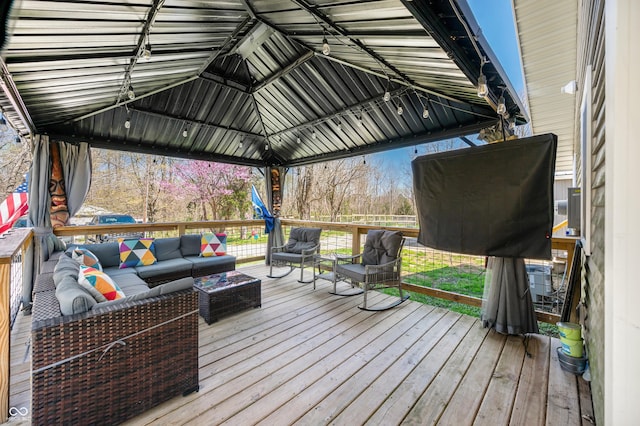 9267 N State Road 135, Morgantown, IN 46160 - wooden terrace with an outdoor living space and a gazebo