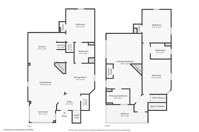 1126 N Rural St, Indianapolis, IN 46201 - view of property floor plan