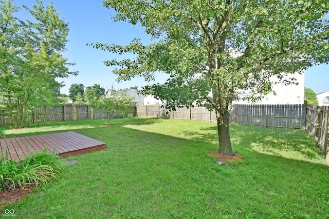5262 Bogey Dr, Indianapolis, IN 46235 - fenced backyard with a wooden deck