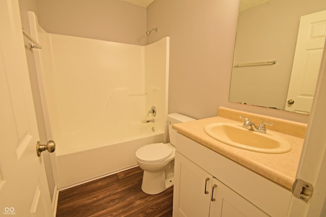 5262 Bogey Dr, Indianapolis, IN 46235 - bathroom with vanity, wood finished floors, and tub / shower combination