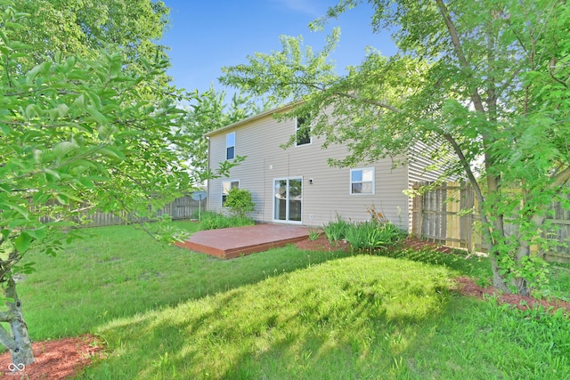 5262 Bogey Dr, Indianapolis, IN 46235 - rear view of property featuring a fenced backyard and a wooden deck
