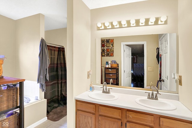 17401 Austrian Pine Way, Westfield, IN 46074 - bathroom featuring double vanity and tile patterned floors