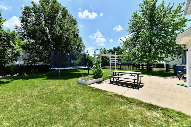 10539 Ross Xing, Fishers, IN 46038 - view of community featuring a trampoline, a patio area, and a fenced backyard