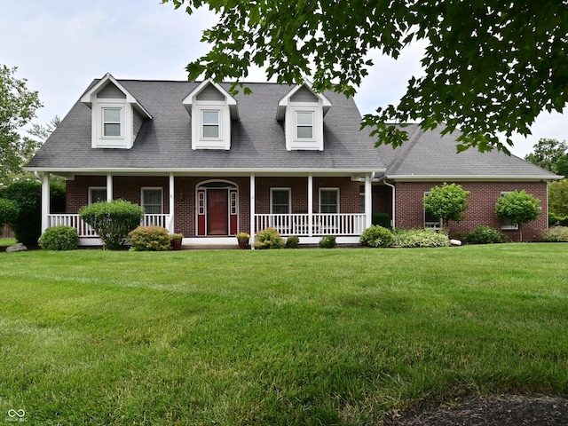 6118 Yellow Birch Ct, Avon, IN 46123 - cape cod-style house with brick siding, covered porch, a front yard, and roof with shingles