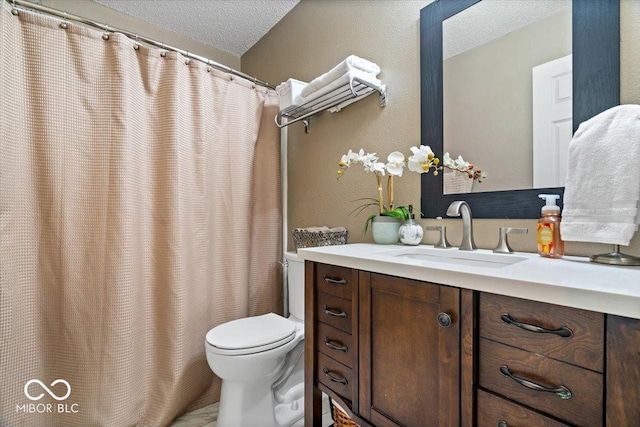9497 W Stargazer Dr, Pendleton, IN 46064 - full bath with vanity, a textured ceiling, and curtained shower