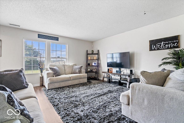 9497 W Stargazer Dr, Pendleton, IN 46064 - living area featuring wood finished floors and a textured ceiling