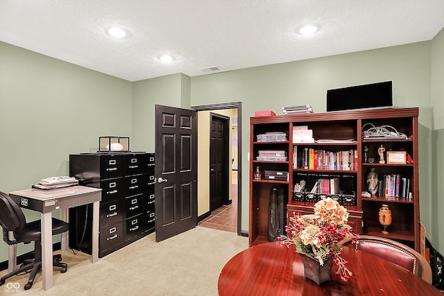 4704 Pearcrest Way, Greenwood, IN 46143 - office featuring a textured ceiling, carpet, and recessed lighting