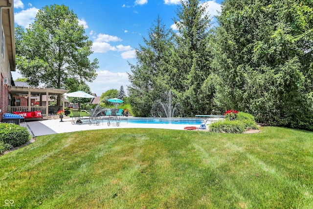 4704 Pearcrest Way, Greenwood, IN 46143 - view of grassy yard with a patio and an outdoor pool