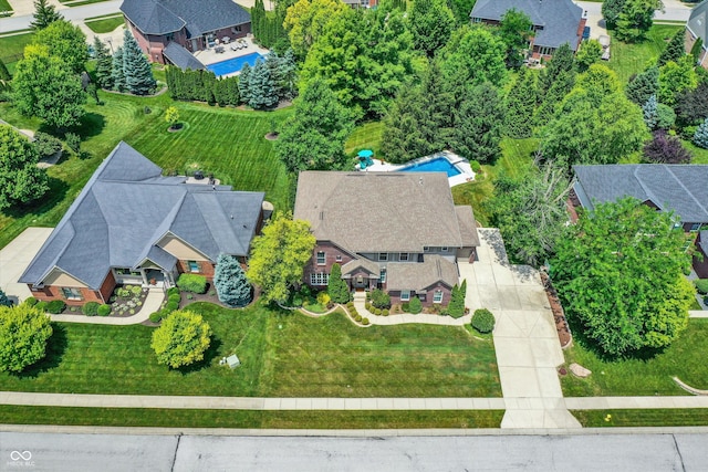 4704 Pearcrest Way, Greenwood, IN 46143 - aerial perspective of suburban area featuring a pool area
