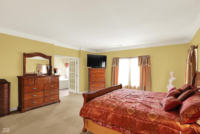 4704 Pearcrest Way, Greenwood, IN 46143 - bedroom featuring light colored carpet and ornamental molding