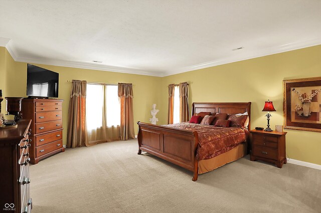 4704 Pearcrest Way, Greenwood, IN 46143 - bedroom featuring light carpet and crown molding
