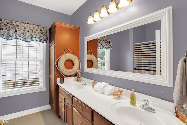4704 Pearcrest Way, Greenwood, IN 46143 - bathroom featuring double vanity and tile patterned flooring