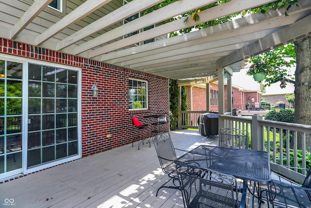 4704 Pearcrest Way, Greenwood, IN 46143 - wooden terrace with outdoor dining area and grilling area